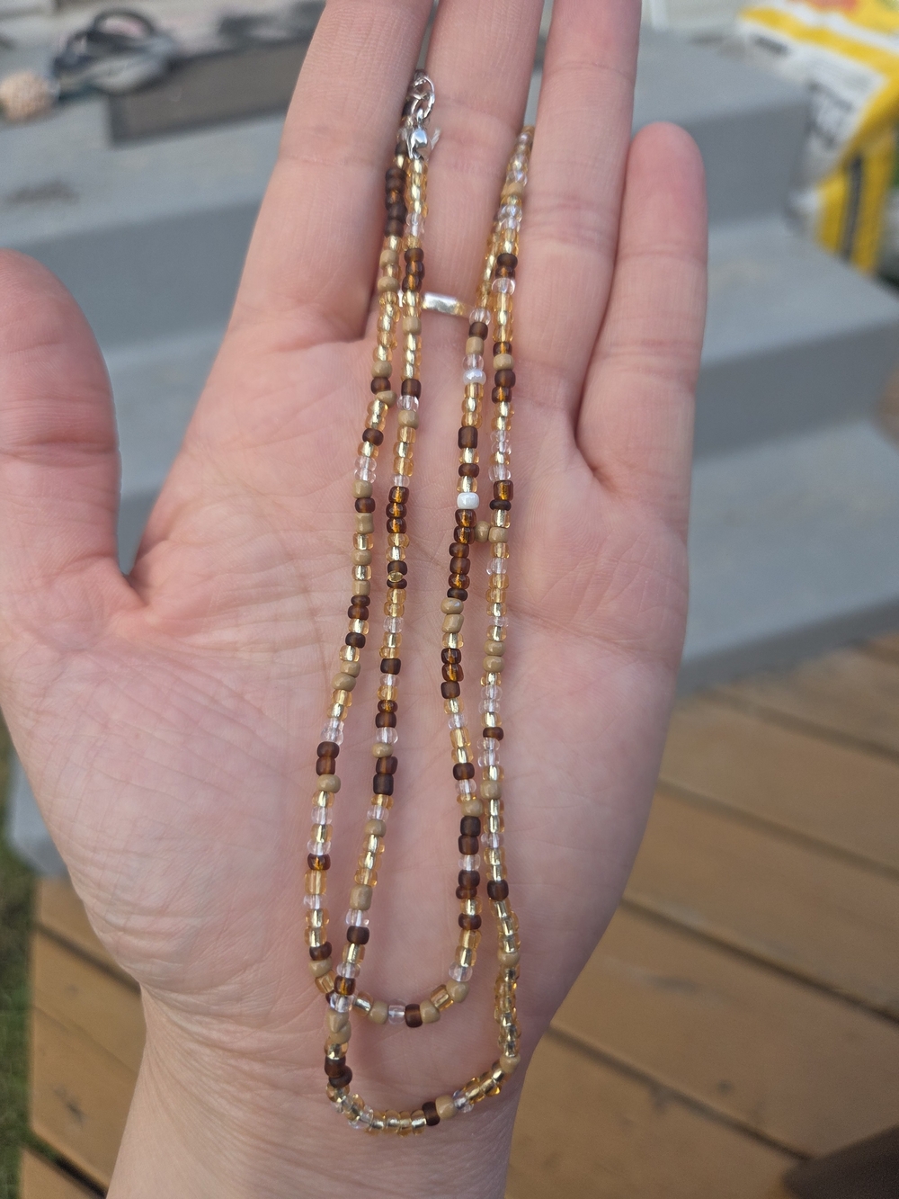 Handcrafted Brown and Gold Seed Bead Necklace - Women Jewelry
